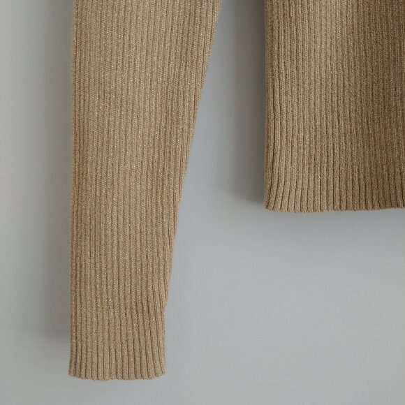 Ralph Lauren gold tan metallic ribbed cotton turtleneck sweater PP - Picture 2 of 13
